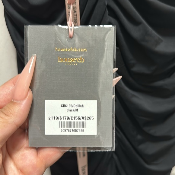 House of CB-Delilah black mesh ruched jumpsuit NWT - Picture 9 of 10